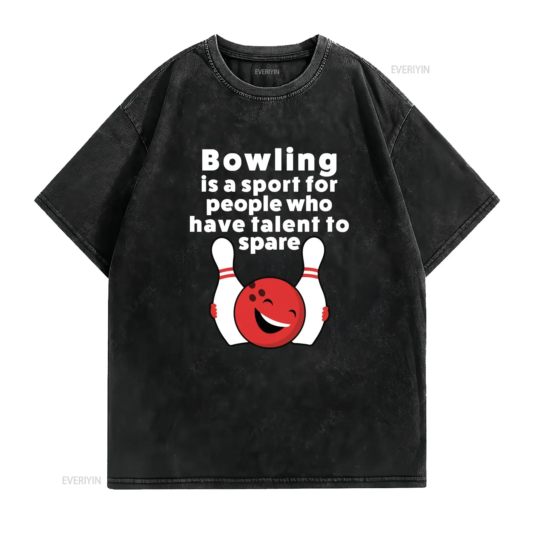 Funny Bowling T Shirt For Or Kid  vintage Washed graphic Comfortable Breathable Unisex fashion Versatile Slightly Soft