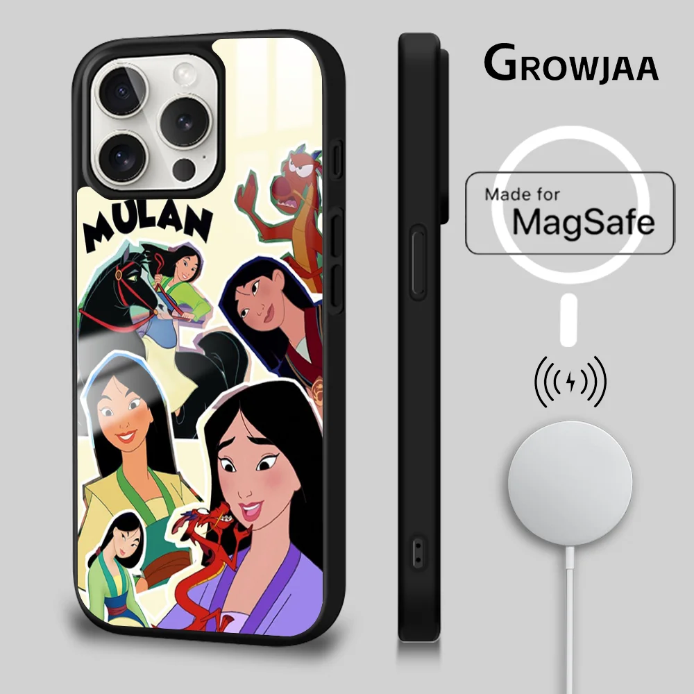 

Disney Mulan Phone Case For iPhone 15 14 13 12 11 Pro Max Plus Mini Mirror Wireless Charging Magnetic Funda