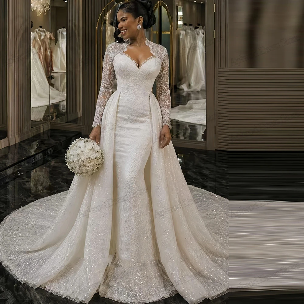 Glamorous Wedding Dresses Vintage Bridal Gowns Lace Appliques Full Sleeves Robes For Women Vestidos De Novia Customized 2026