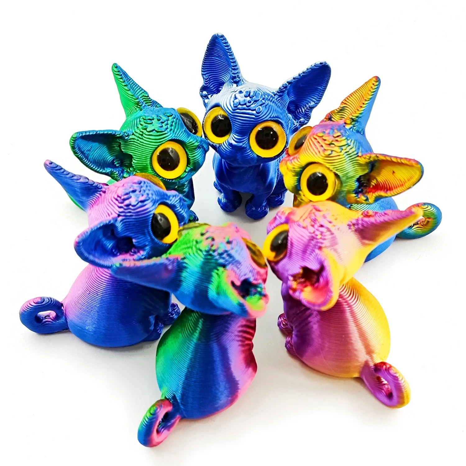 3D printing simulation hairless cat model creative mini cute hairless cat statue decoration ornament suitable for birthday gifts