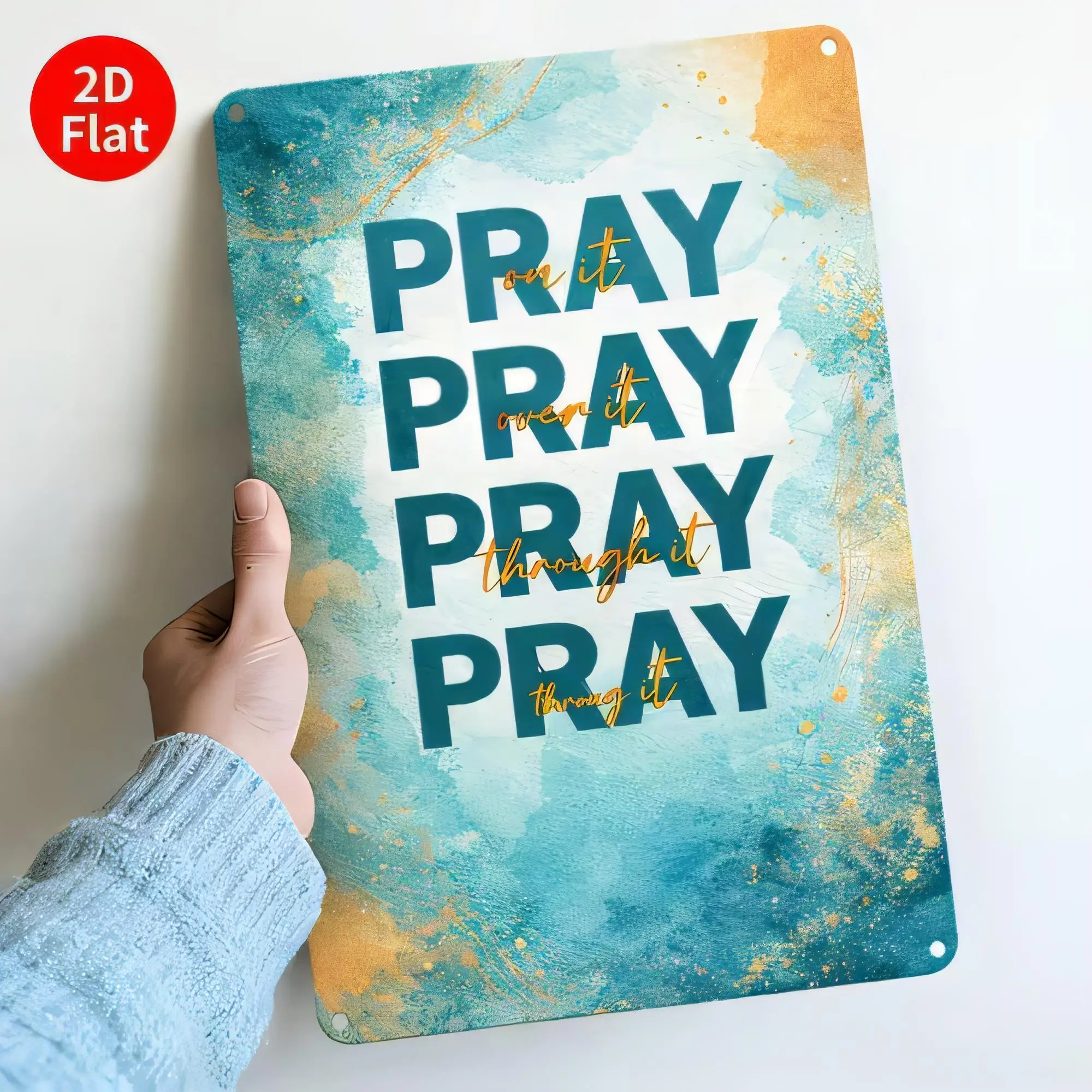 Tin Sign Prayer Pray Pray Through Prayer Vintage Metal Poster Plaque Wall Art for Church Chapel Home Decor Funny Typographic Rus