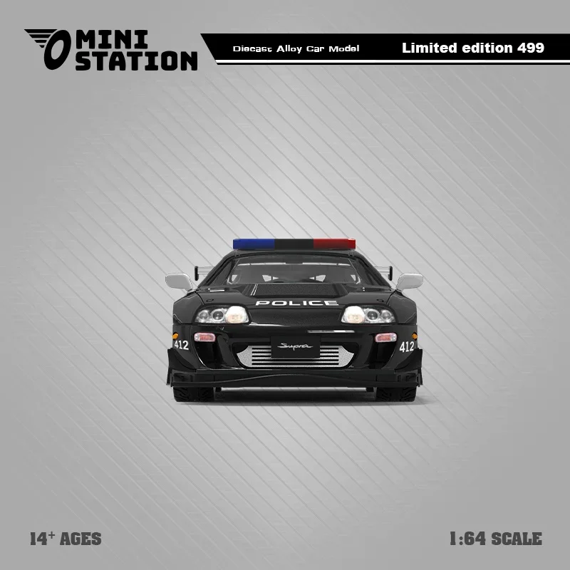 محطة صغيرة 1:64 Supra A80Z GTA سيارة شرطة دييكاست نموذج سيارة
