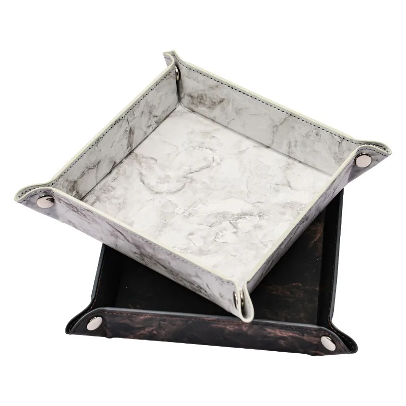 New Minimalist Style Pu Leather Dice Tray Four Corners Folding Game DND Dungeon with Dragon Dice Tray Storage Tray - Medium