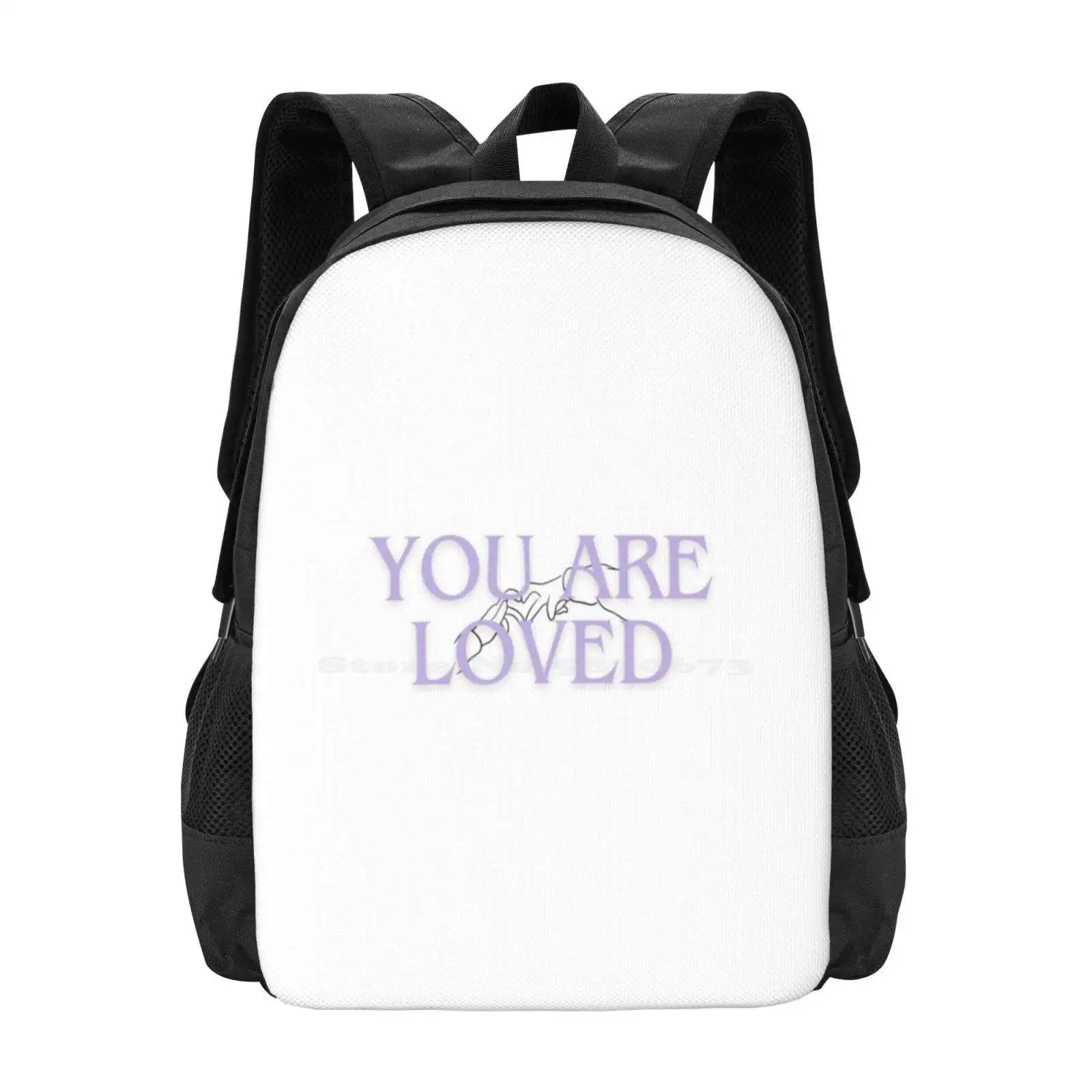 

You Are Loved With Heart Hot Sale Schoolbag Backpack Fashion Bags Loved Positivity Positivevibes Heart