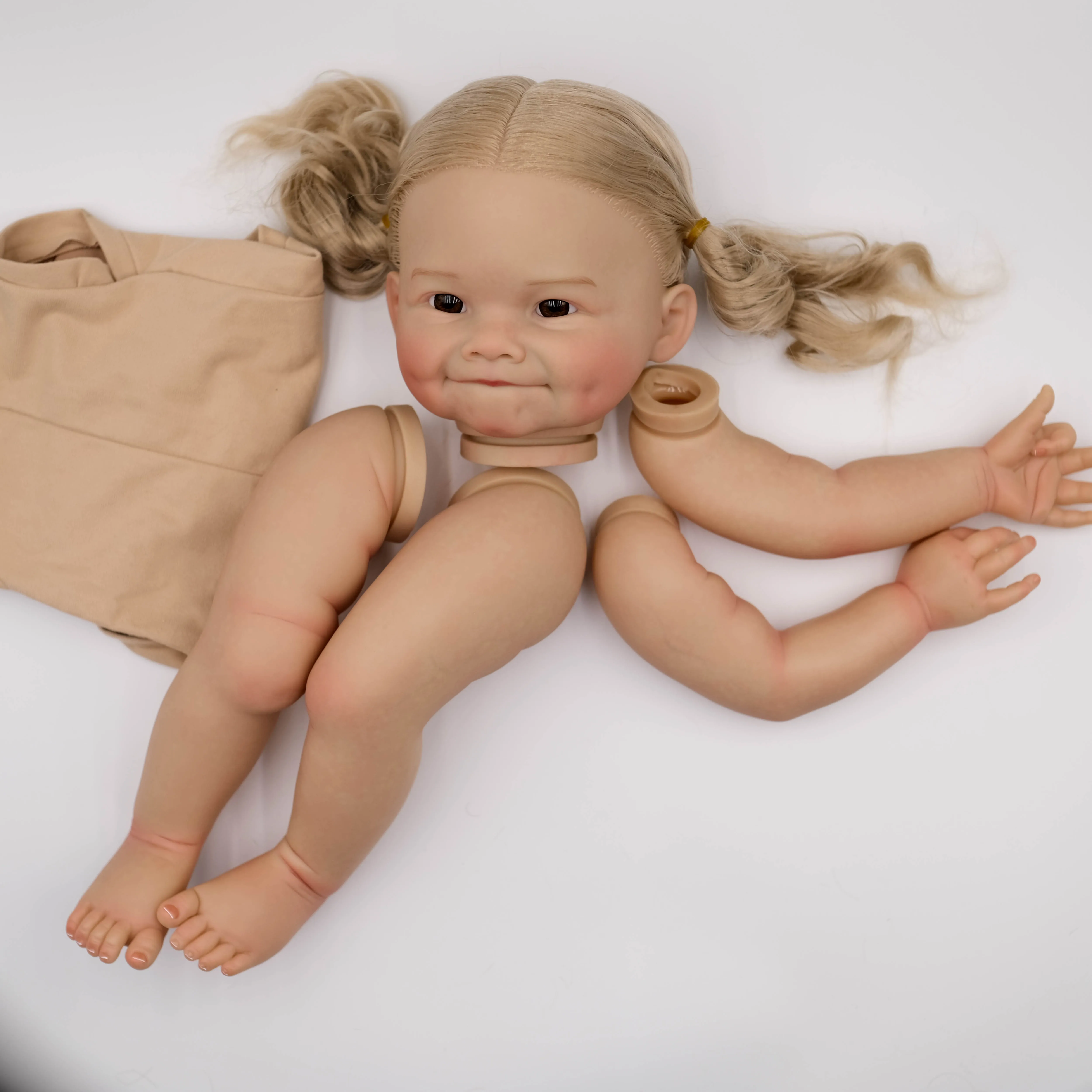 NPK 24inch Raya Reborn Baby Doll Size Already Painted Lifelike Soft Touch Flexible finished Doll Parts With Hand Root hair