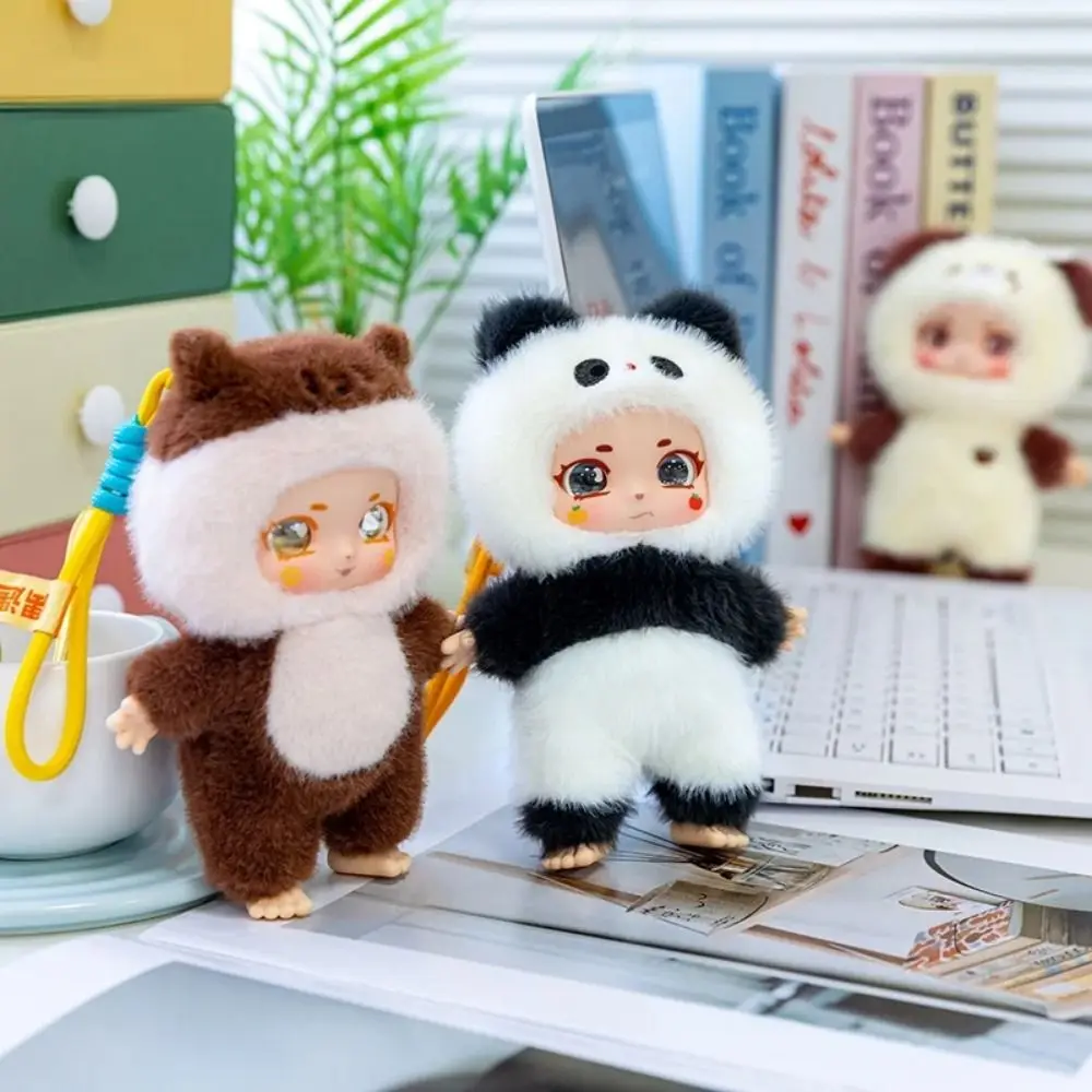 Vinyl gezicht dier knuffel anime figuur sjaal dier vinyl pop pluche sleutelhanger pluizig zacht actiefiguur knuffel sleutelhanger