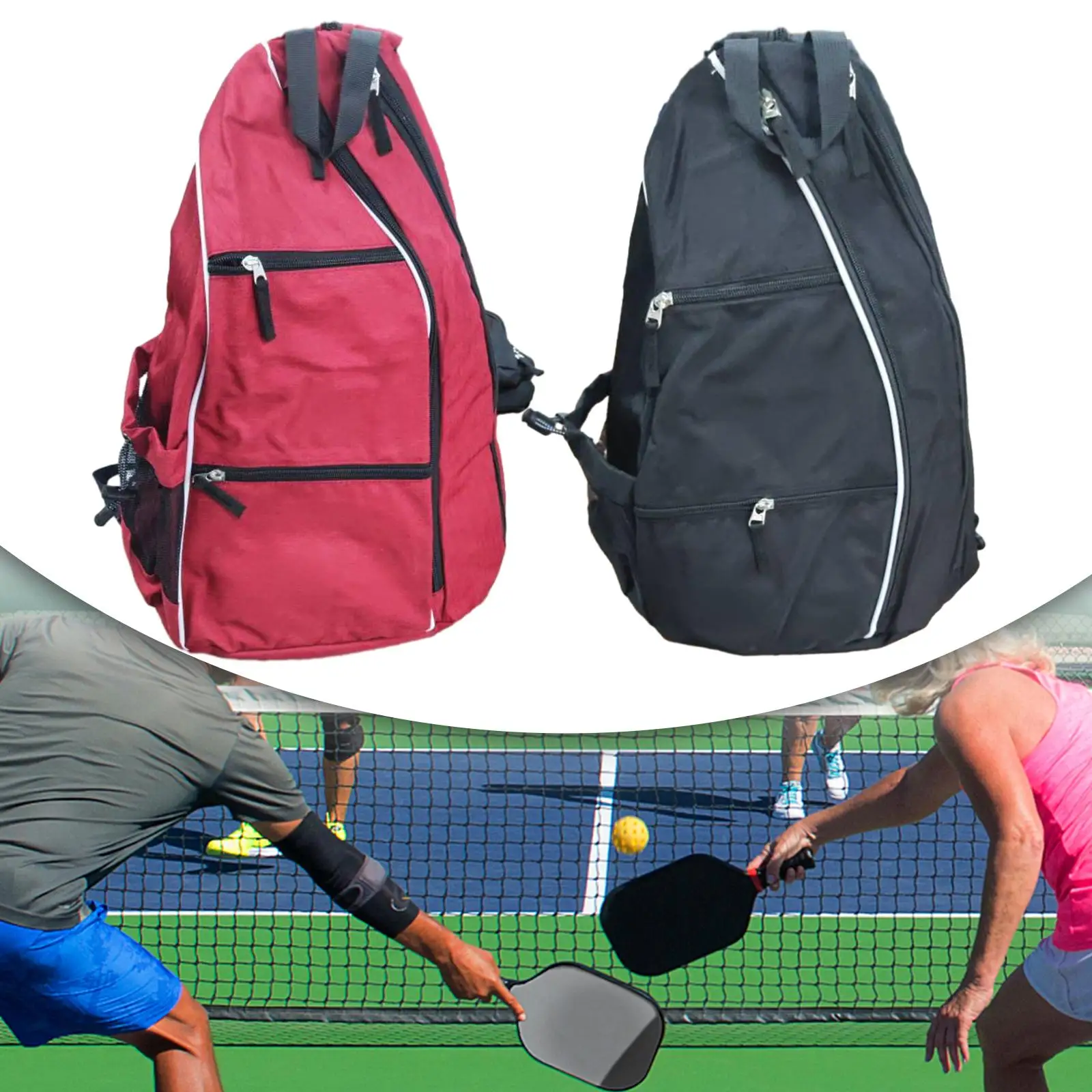 Zaino Pickleball, borsa da trasporto con manico e gancio, impermeabile, chiusura con cerniera,