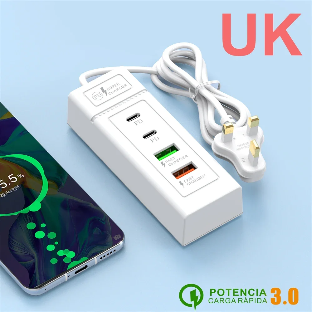 4 Ports USB Schnelle Ladegerät Station USB HUB 3,0 Multi Splitter Adapter USB C Expander Tragbare Reise Ladegerät Für iPhone Xiaomi telefon
