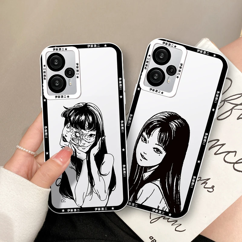 Junji Ito Tomie Kawakami Phone Case For Poco M3 M4 X3 X4 NFC X5 F3 Redmi Note 9 10 11 Pro 12 4G Angel Eyes Transparent