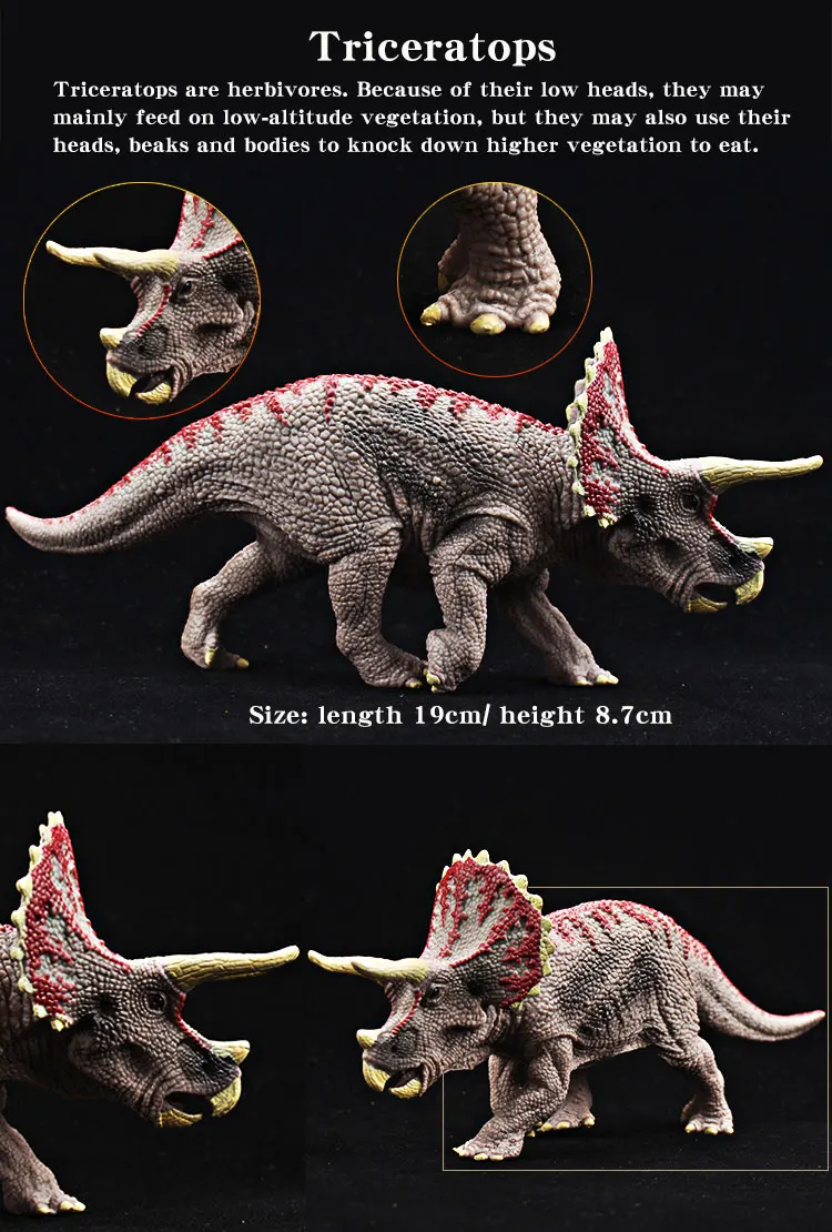 Prähistorische Jurassic Triceratops Dinosaurier-Modell-Actionfigur – hochwertiges PVC-Spielzeug für Kinder, pädagogisches Geschenk – Detail 7
