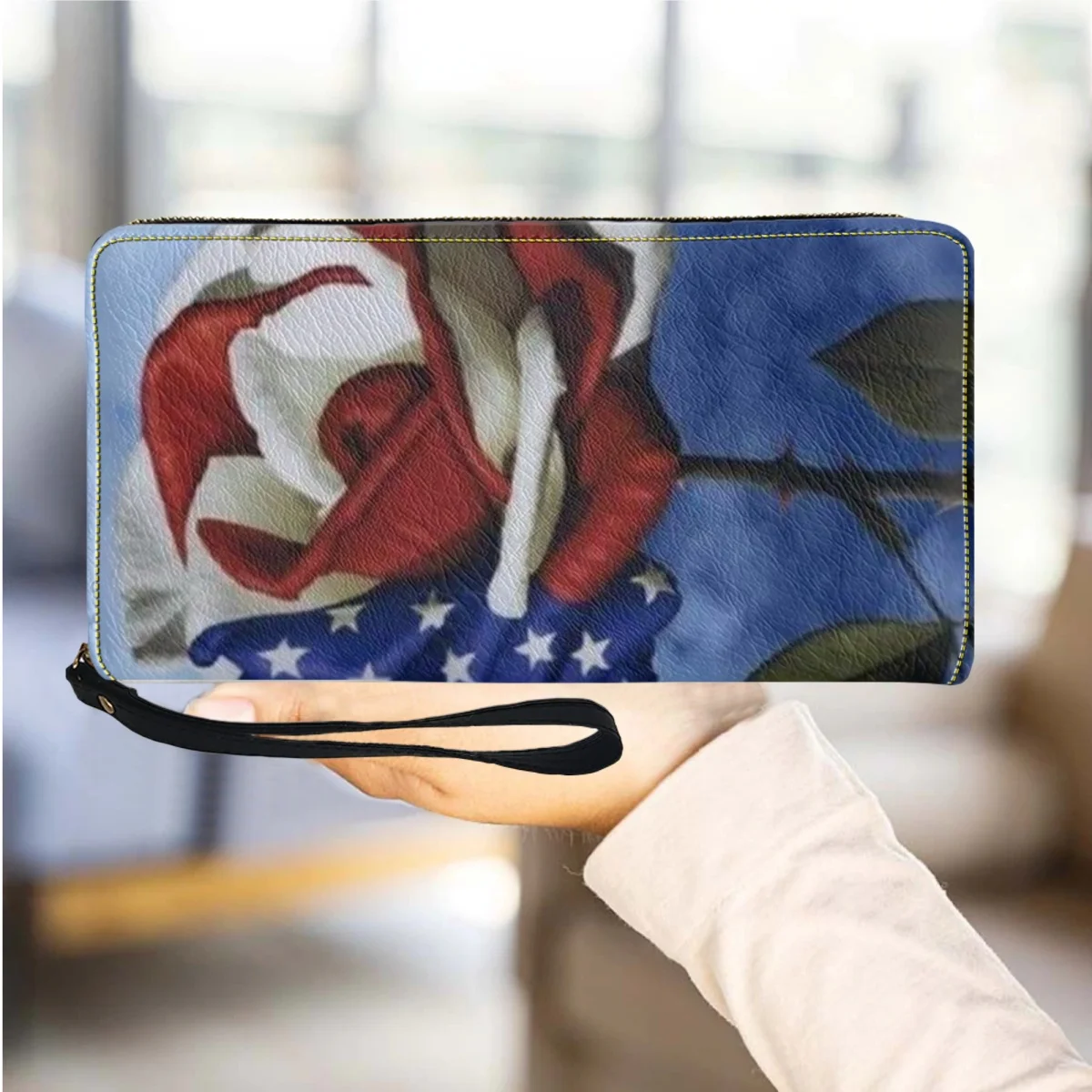 

Puerto Rico Rose Print Female Casual Card Holder Clutch Girls Wallet PU Leather Wallet Long Wristband Coin Purse Gift 2023