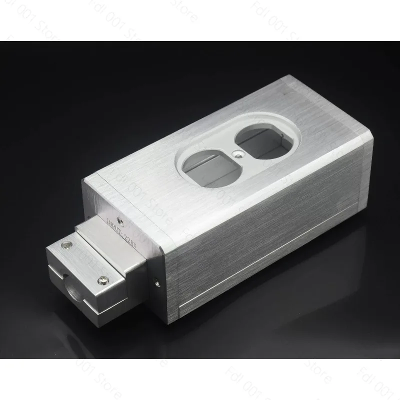 Brushed Aluminum Plug Chassis Power supply filter Shell 2 Socket