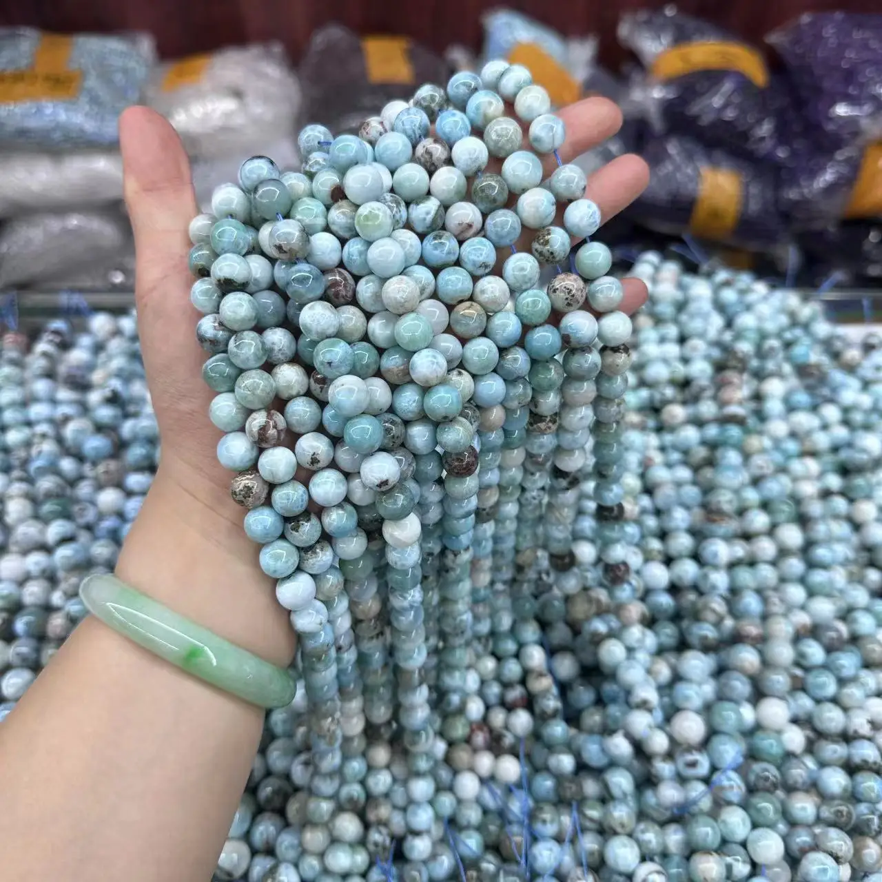 

New Larimar Stone Bead Strand 39cm Natural Stone Make Bracelet Senior Jewelry Making Female for Man for Woman for Gift Wholesale