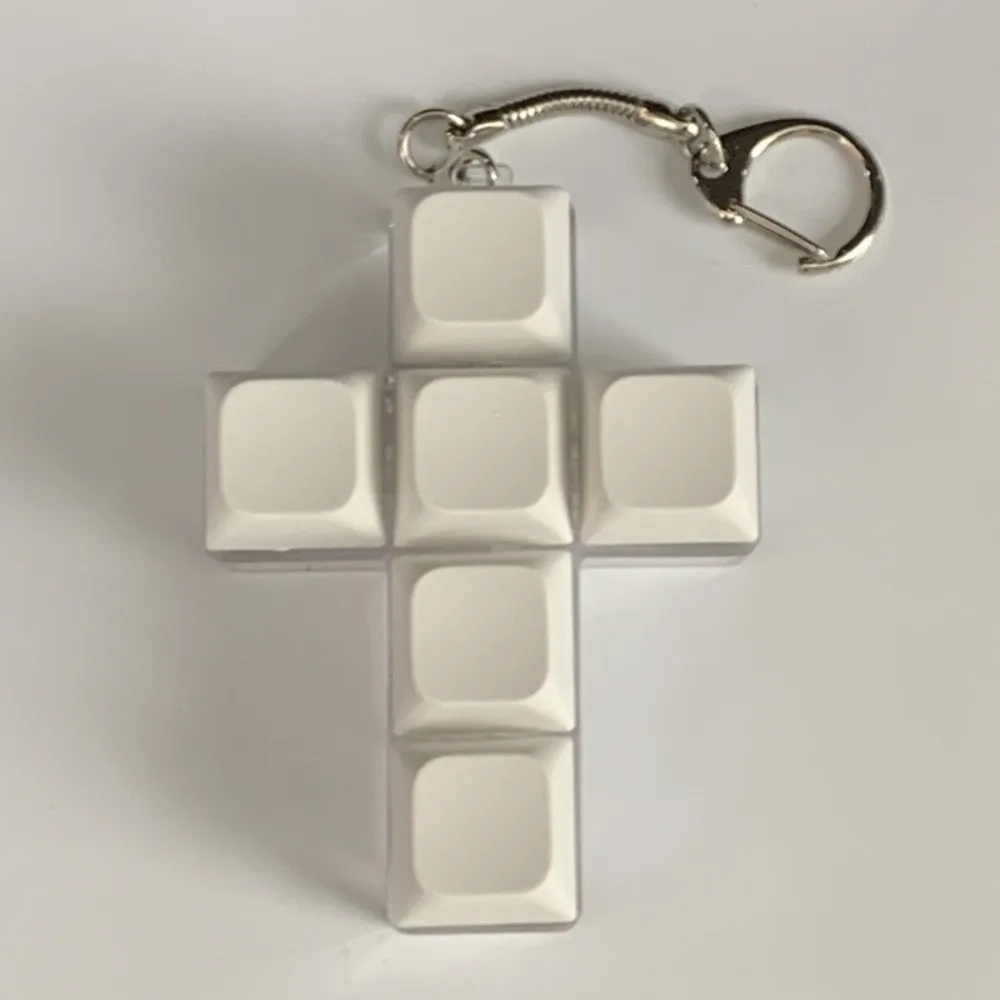 Entspannende DIY-Tastatur, Fidget-Schlüsselanhänger, Tastenkappe, Kreuzform, Clicker-Spielzeug, Linderung von Stress, Tasten, Knopf, Kneifspielzeug für Erwachsene