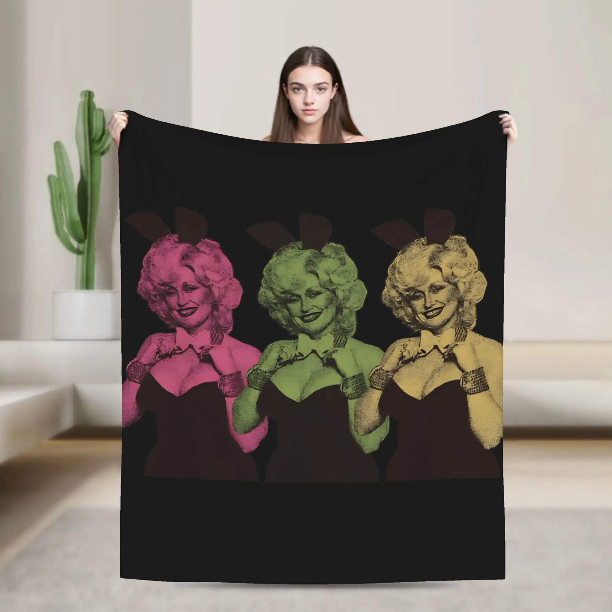 America Music D-Dollys Singer Blankets Dolly Parton Flannel Vintage Warm Throw Blankets for Home Restaurant Spring Autumn