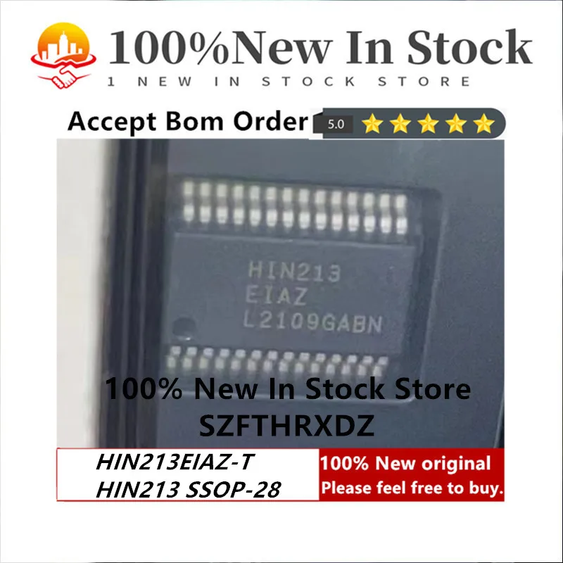 100% NEW ORIGINAL HIN213EIAZ-T SSOP-28 HIN213EIAZ SSOP28 HIN213E Series 230 kbps 5 V ±15 kV ESD RS-232 (10PCS)