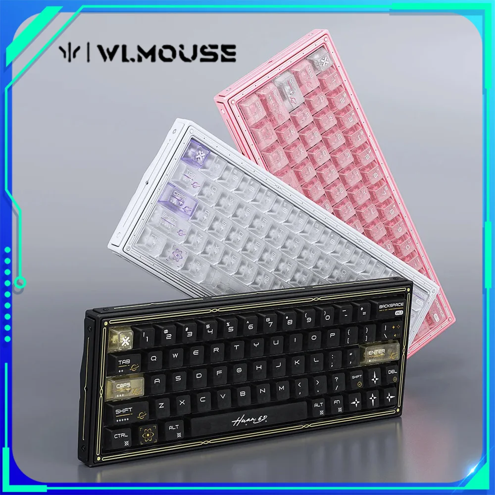 

WLMouse Huan63 Механическая клавиатура RGB Проводная игровая клавиатура из магниевого сплава RT0,001 мм 0,125 мс Клавиатура с низкой задержкой Прокладка для геймера