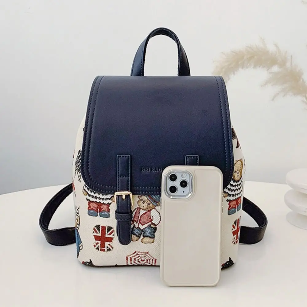 Tas ransel wanita kulit PU modis dengan ritsleting tas bahu kapasitas besar ransel perjalanan multifungsi lucu