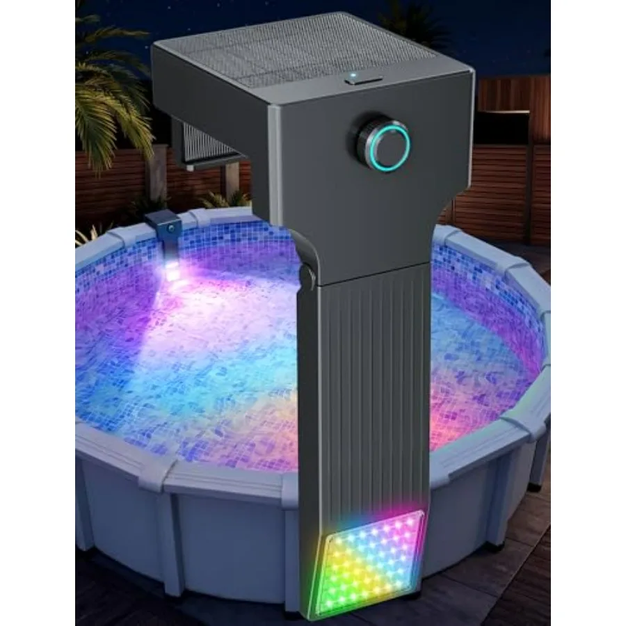 Solar pool lights for above ground pools steel wall only,stainless steel, black, 10-color RGB with remote timer, submersible un