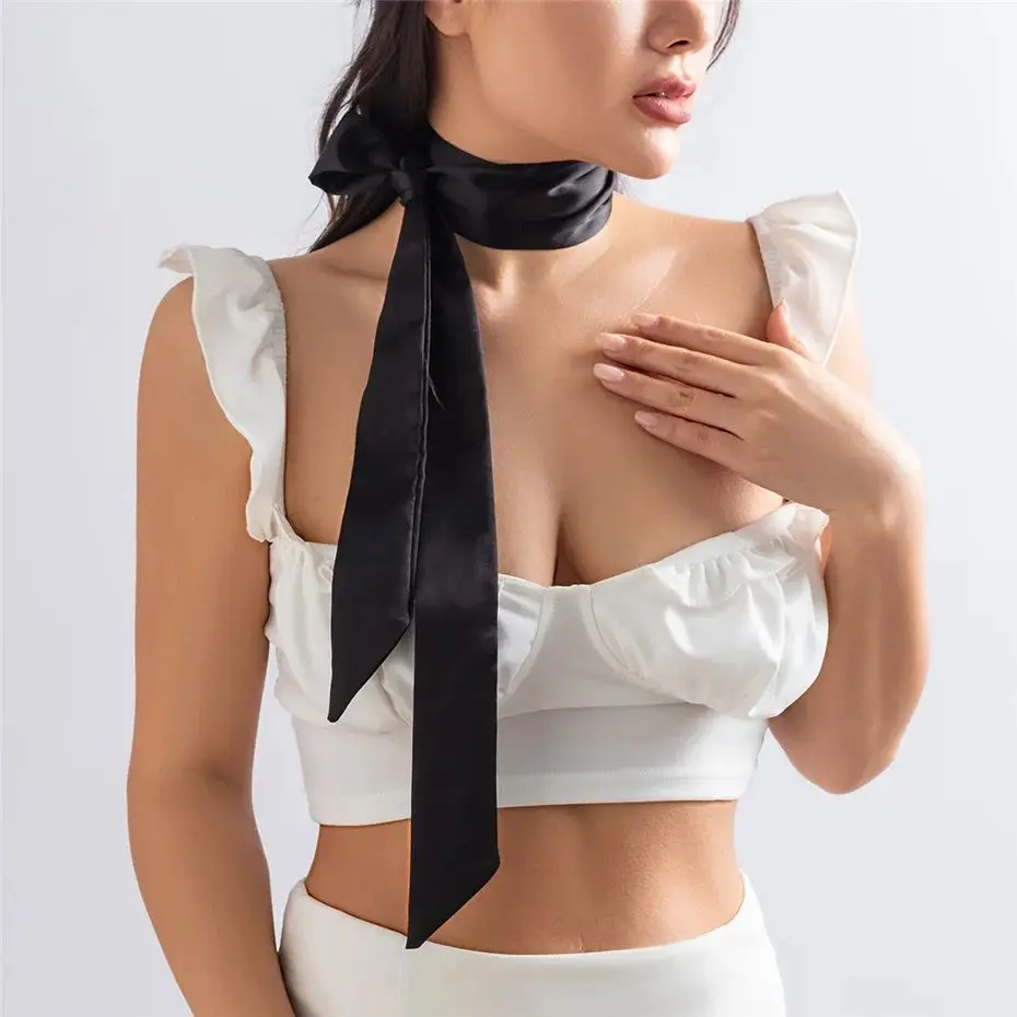 

Элегантный женский длинный узкий шарф 200x5 см из шифона, модный аксессуар для различных случаев