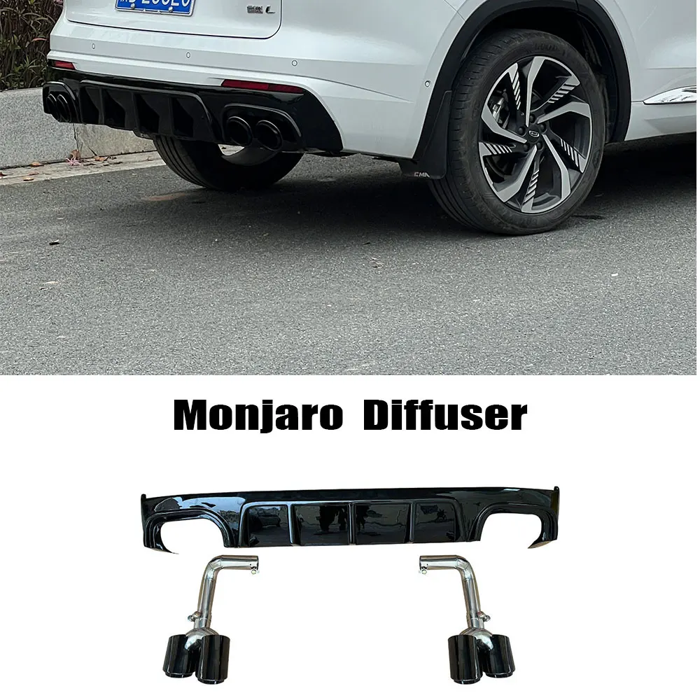 For Geely Xingyue L Monjaro 2021 2022 2023 Rear Bumper Diffuser Splitter Chin Spoiler Bodykit Four way exhaust pipe