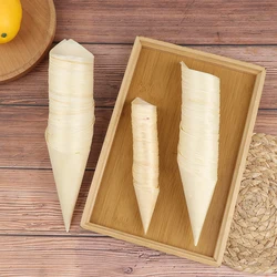 50Pcs Disposable Wood Appetizer Cones Disposable Ice Cream Cone Biodegradable Cone Veneer Roll Packaging Container Candy Cup