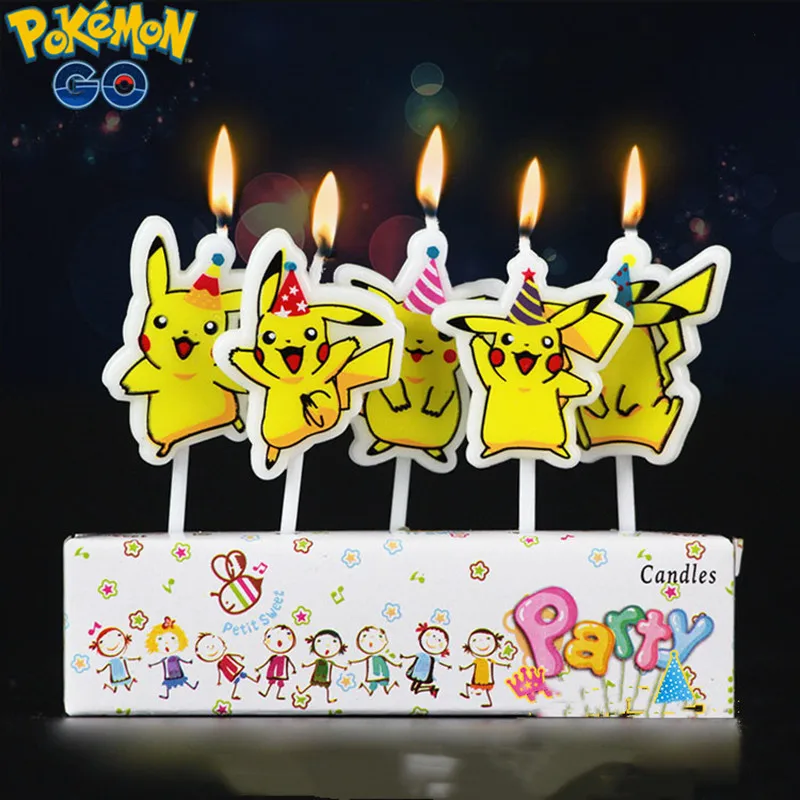 Pokemon Candle Cake Decoration Toy 5Pcs Pikachu Cartoon Anime Figure Birthday Party Accessories Supplies Boxed Christmars gifts