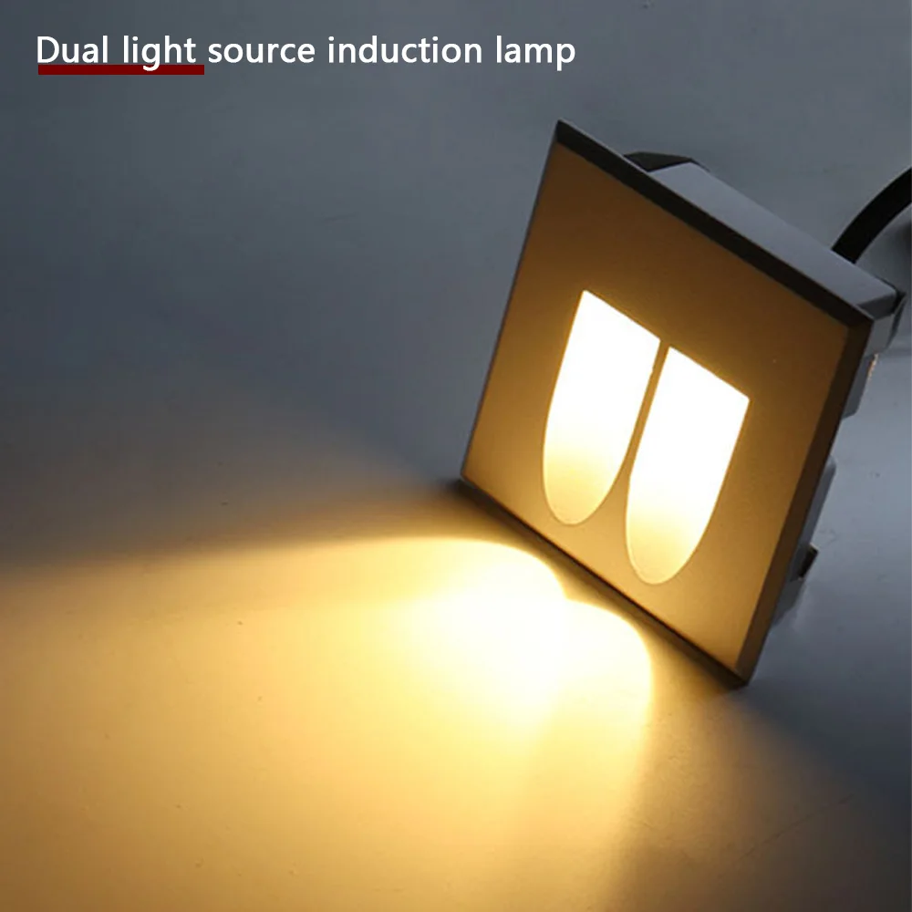 LED square double light source induction footlights aluminium one-piece die-casting outdoor waterproof corner wall light