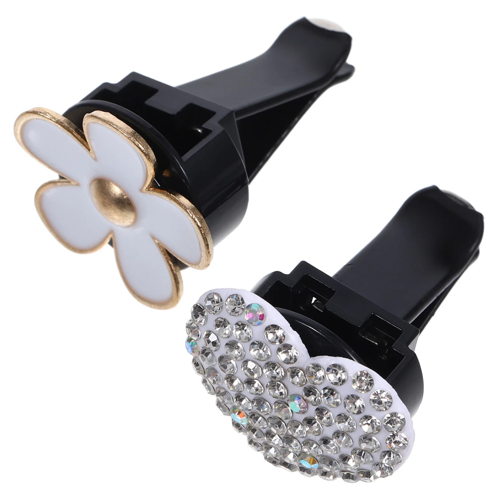 

2pcs Heart Decorations Car Vent Diffuser Clip Zinc Alloy Rhinestone Aroma Clip For Car Interior Decor Automotive Accessories