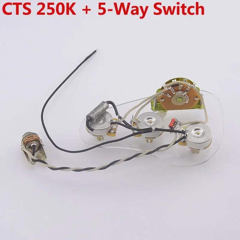 

Loaded Pre-wired Electric Guitar Wiring Harness Prewired Kit ( 3x 250K Brass Pots + 5-Way Switch )