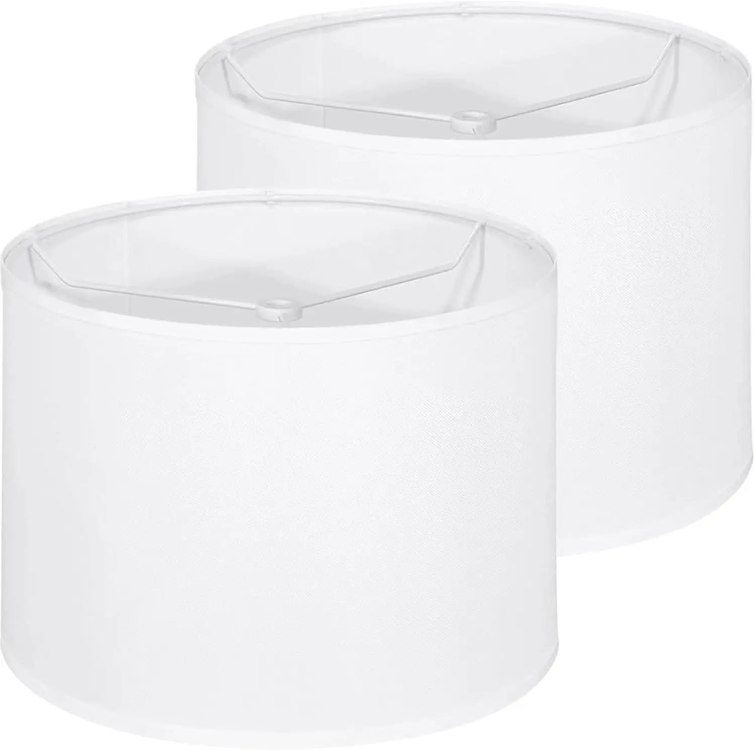 

White Lamp Shades Set of 2, Drum Large Lampshades 13" Top x 13" Bottom x 10" High, Replacement Lamp Shades Natural Linen