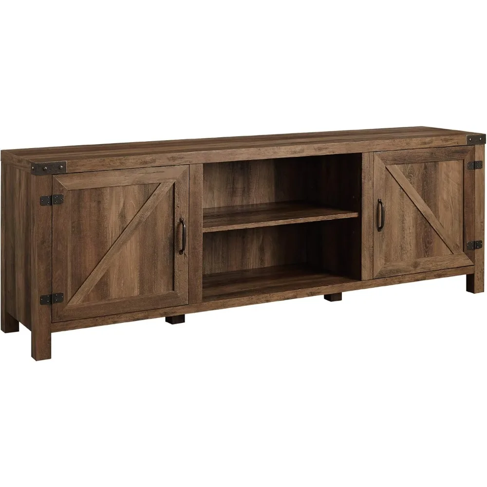 

Georgetown Modern Farmhouse Double Barn Door TV Stand for TVs up to 80 Inches, 70 Inch, Rustic Oak, Without Fireplace