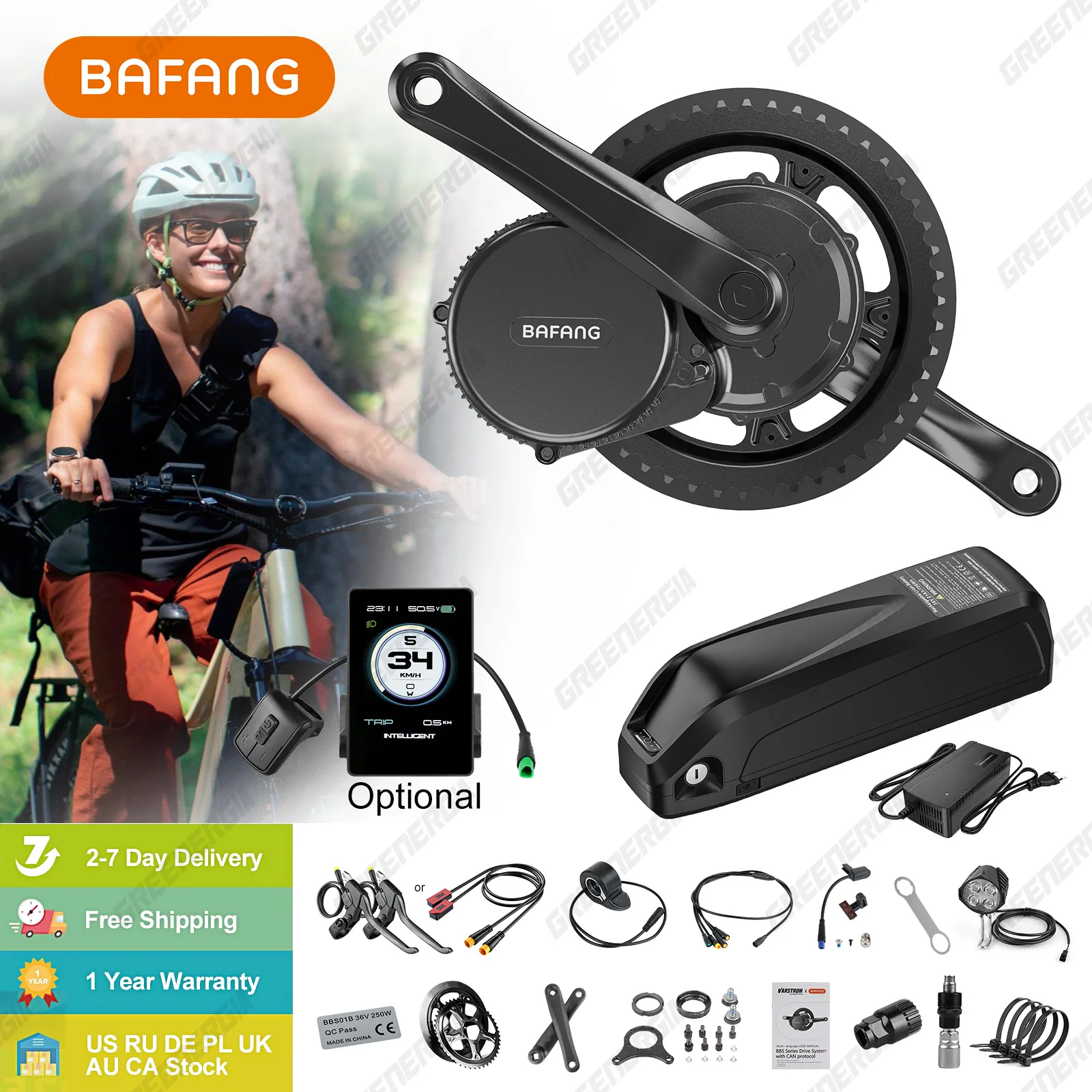 Bafang 48V 750W CAN Motor BBS02B BBS02 Ebike Conversion Kit Electric Bicycle Mid Drive Engine 48V 52V 20Ah Hailong Battery Kit