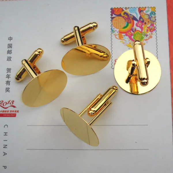 

200pcs DIY Findings Blank Men's Cufflinks Settings with 6 8 10 12 15mm Flat Circle Glue Pad Resin Cabochon Base Cuff Links