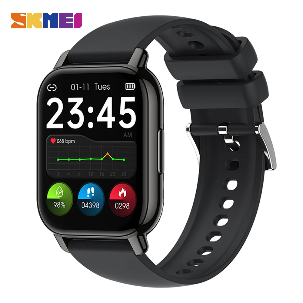 SKMEI 280mAh TFT Smartwatch 1.85 inch IP68 Waterproof Heart Rate Monitor Pedometer Bluetooth Call Smart Watch for android ios