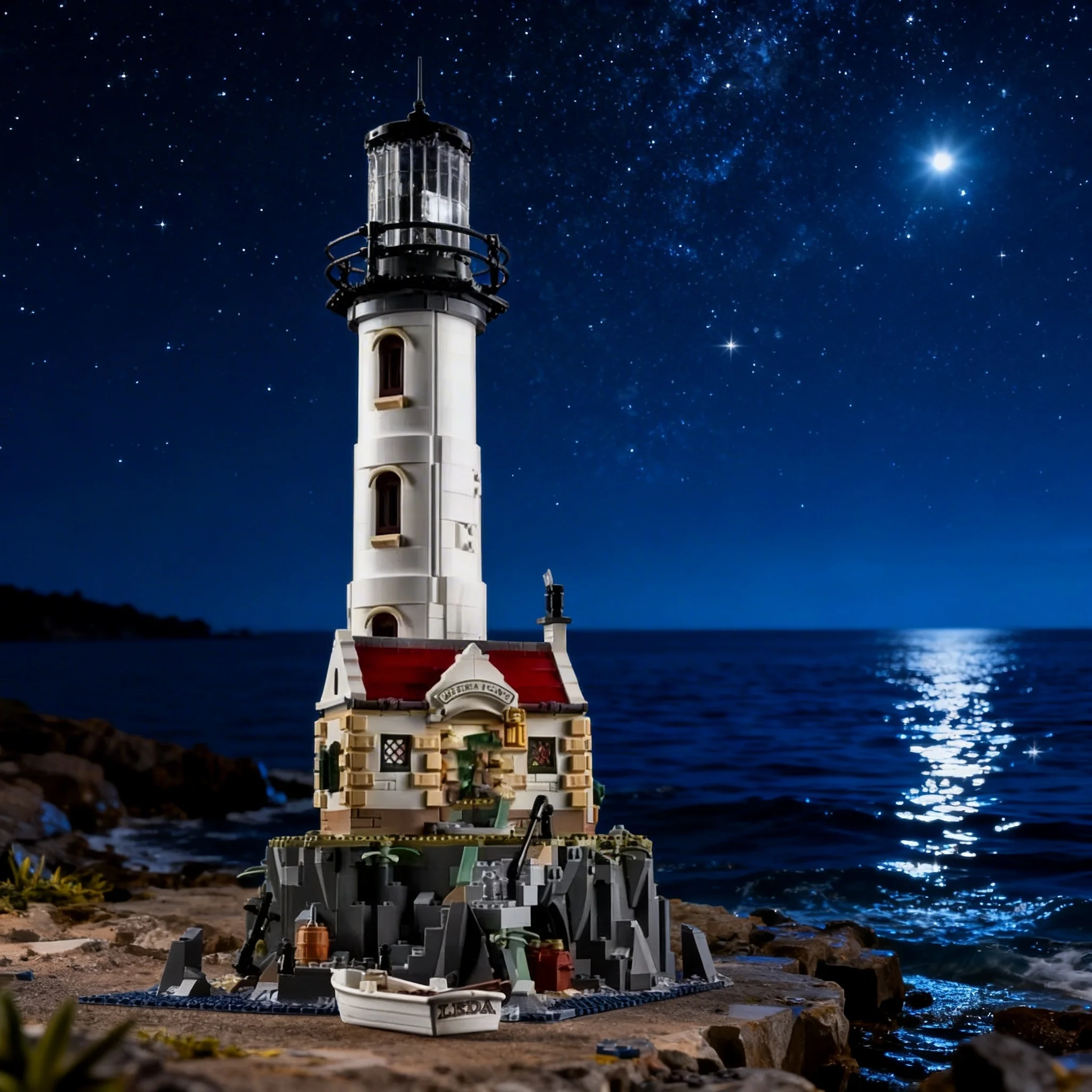 

New creative electric lighthouse model men and women DIY building blocks electric brick assembly toys adult Christmas Day gifts