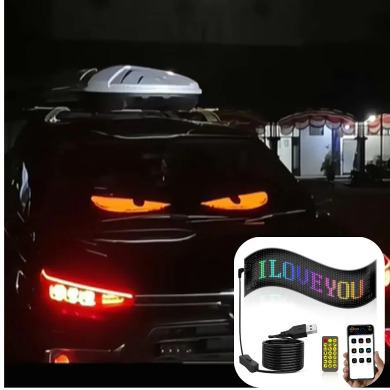 LED Display Bluetooth APP LED Matrix Pixel Panel Night Light DIY Programmable Flexible Car LED Sign  For Car Store Hotel Bar