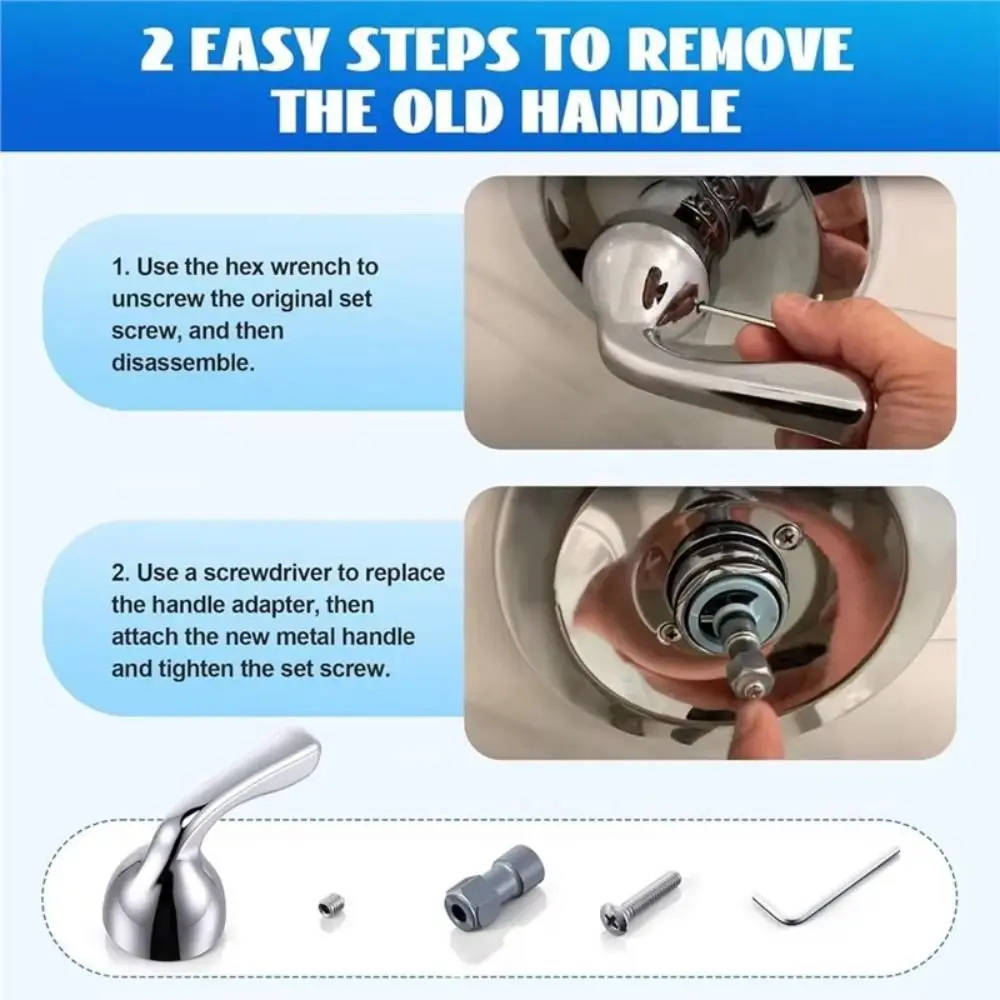 Stainless Steel Shower Handle Kit Durable Copper Single Lever Handle Stylish Tub Faucet Handle for Delta RP74148 Bathroom