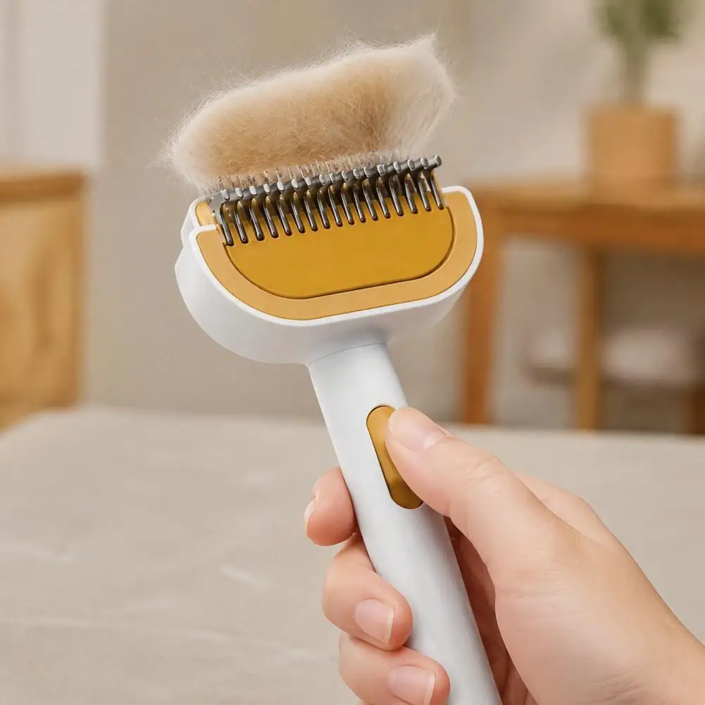 Deshedding Tool for Dogs Pet Detangling Comb for Dogs Cats Self-cleaning Deshedding Brush Grooming Tool for Removing Fur Tangles