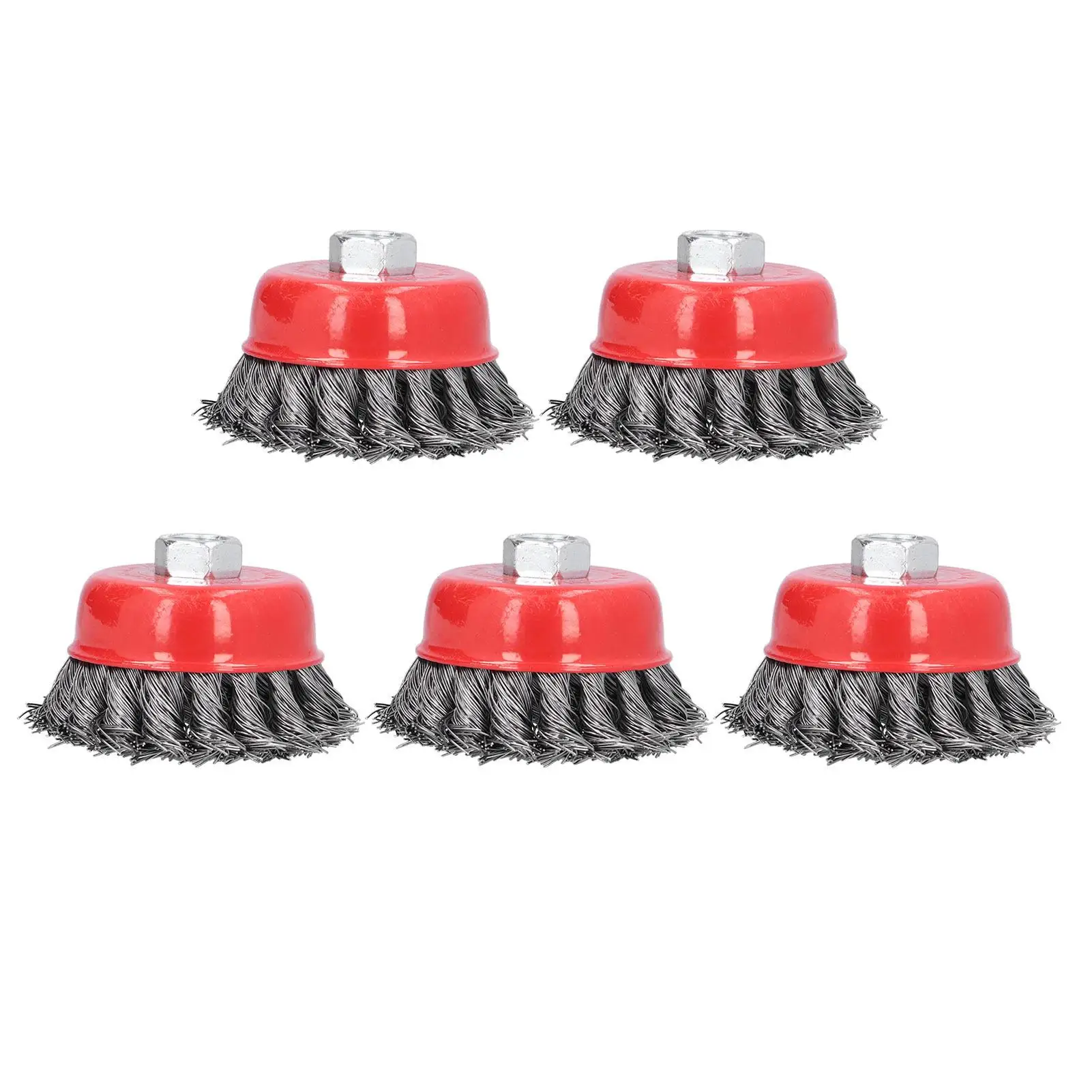 5Pcs Twisted Knotted Wire Cup Brush Wheel Set for grinders - M14 Threaded Cleaning Rust & Burring Tool