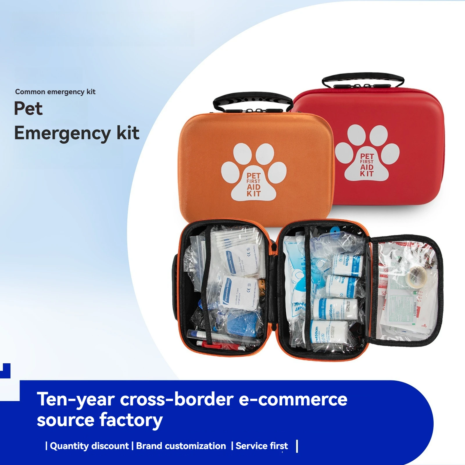 Resistant Large Capacity Pet Emergency Survival Kit Heavy Duty First Aid Bag for Off-road Adventure Camping Safety