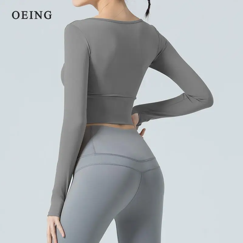 Long Sleeve Gym Crop Top Sports Yoga Top Women Sex T-Shirts Sportwear Fitness Tank Top Sport Active Wear Workout Athletic Shirt