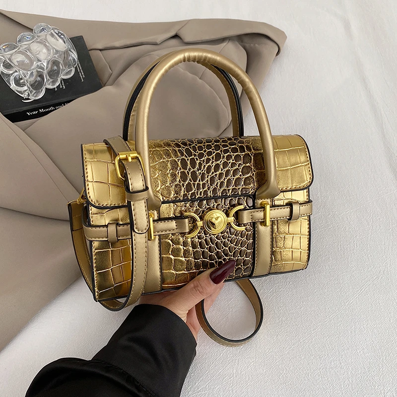 

Famous Designer Brand Bags Women Crocodile Leather Handbag New Luxury Gold Ladies Hand Bag Purse Fashion Shoulder Bag Classic