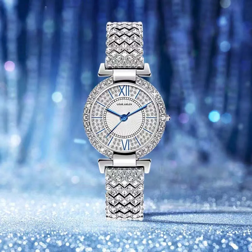 นาฬิกาควอตซ์แฟชั่นสำหรับผู้หญิง ดีไซน์กำไลฝังเพชร นาฬิกาข้อมือสุภาพสตรี หรูหรา สวยงาม เครื่องประดับอุปกรณ์เสริมที่ได้รับแรงบันดาลใจ