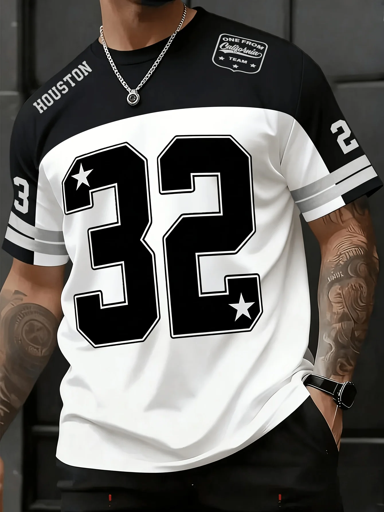 2026 Summer Men's European Style New Digital Print Soft and Breathable Round Neck T-Shirt for Casual Sports and Outdoor Wear