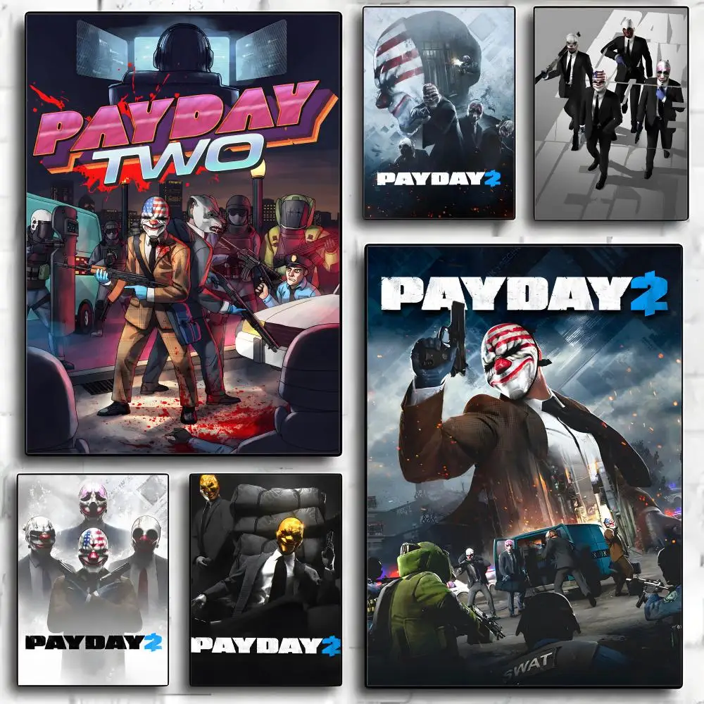 Game P-PAYDAY 2 Poster Decorative Wall Art Stickers Mural Photo Print for Home Living Room Hallway Decor