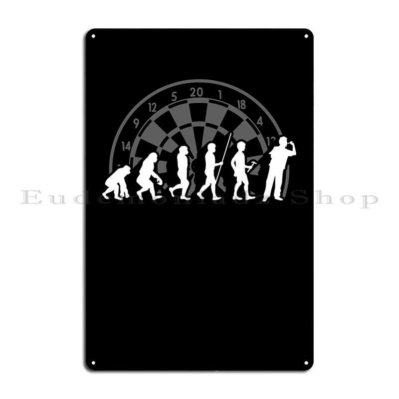 Darts In Evolution Metal Plaque Vintage Pub Club Bar Customized Wall Mural Tin Sign Poster