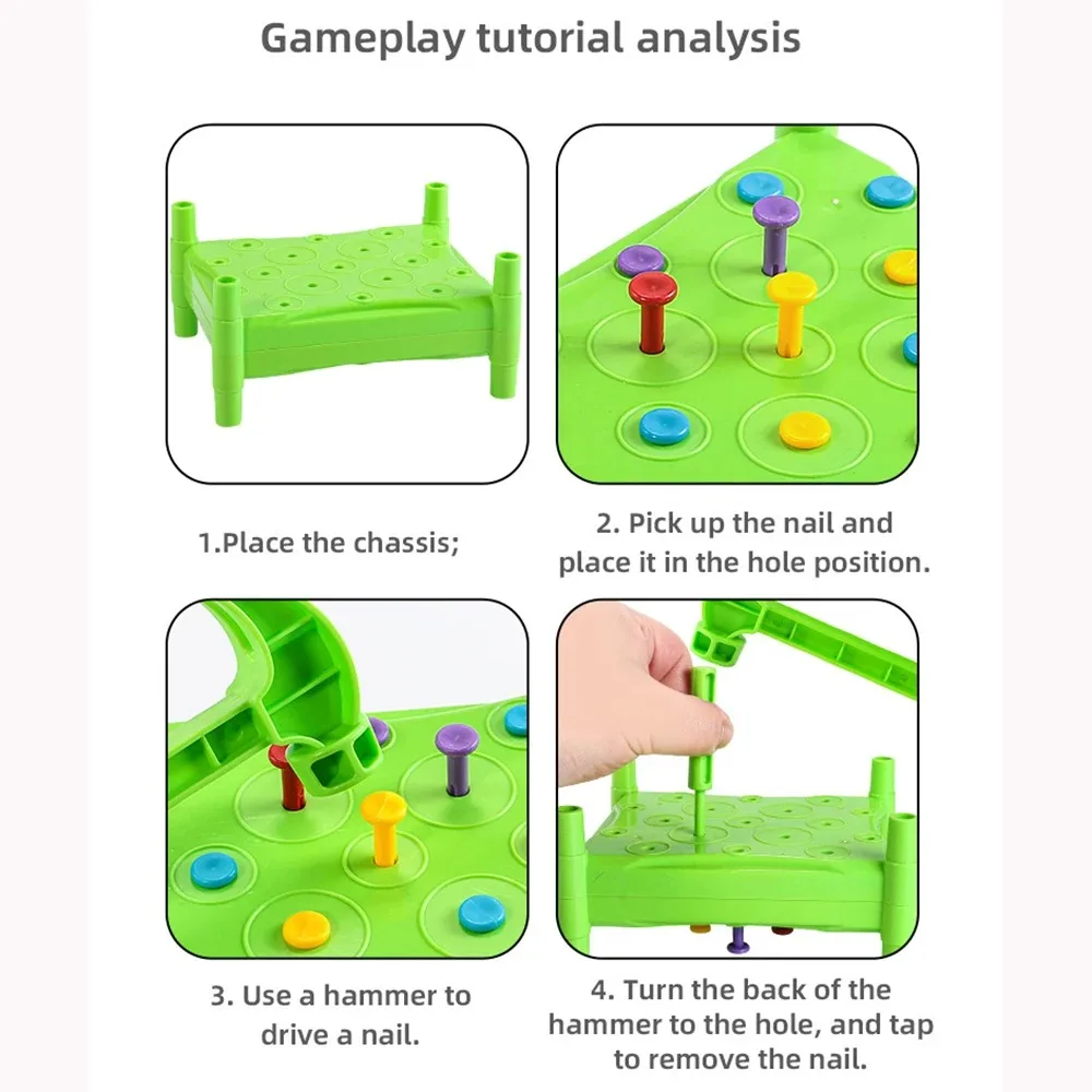 Hammering Peg Pounding Toy, Focus Training Game, Hand-Eye-Brain Coordination Interactive Educational Play for Kids