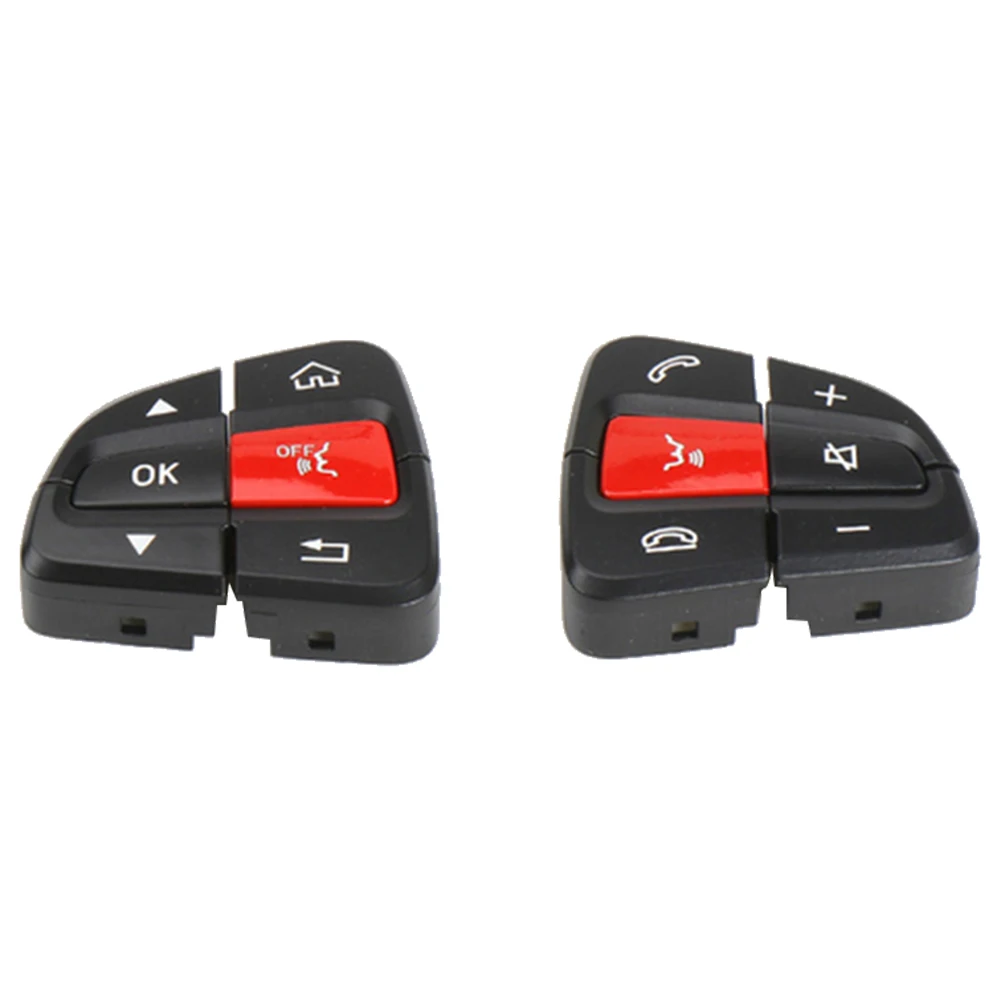 Left+Right Car Multifunction Steering Wheel Switch Button for Mercedes-Benz C-Class W205 GLC W253 2015-2021 Black+Red