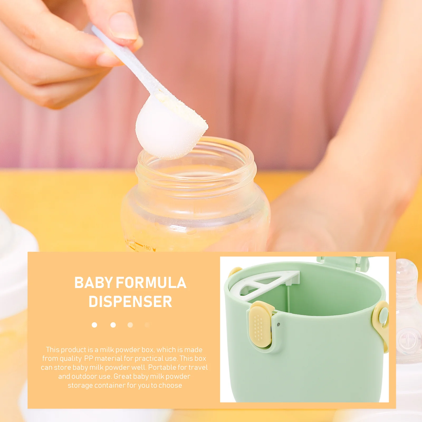 

Baby Formula Dispenser Portable Milk Powder Storage Case Sealed Leakproof Container with Spoon Thickened Design for Baby Food